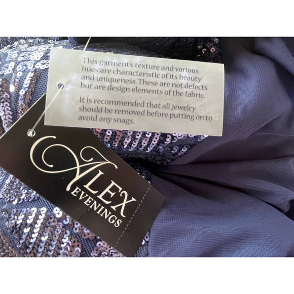 Alex Evenings Sequin Ruched Chiffon Column Gown in NAVY Size 10 NWT MSRP $209 - Picture 14 of 16